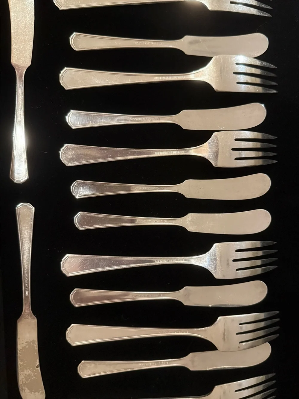 1935 Shelton Silver-plate Salad Fork and Knife set designed by Wm. A. Rogers